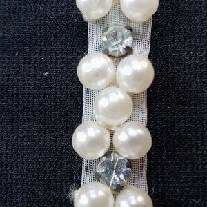 Vintage Bridal Communion Trim Applique Pearlized Rhinestones 2 Feet Length